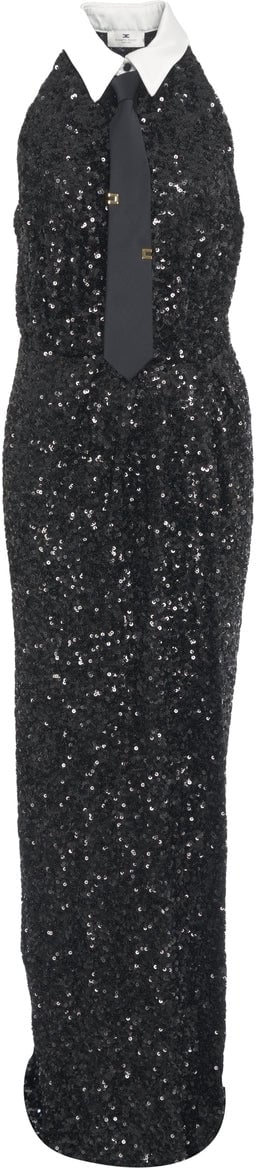 Elisabetta Franchi Maxi dress with sequins 'Red Carpet' Zwart