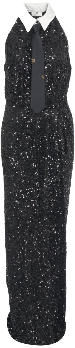 Elisabetta Franchi Abito con paillettes 'Red Carpet' Zwart