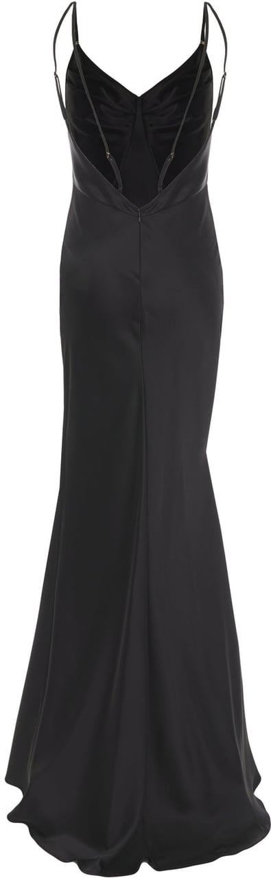 Elisabetta Franchi Satin maxi dress Zwart