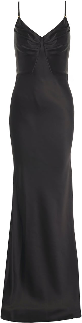 Elisabetta Franchi Satin maxi dress Zwart