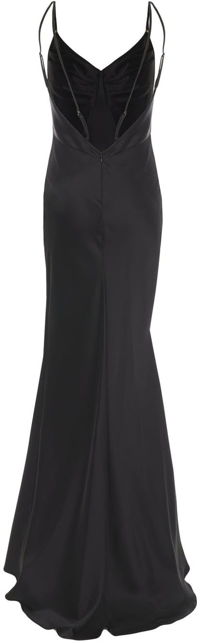 Elisabetta Franchi Satin maxi dress Zwart