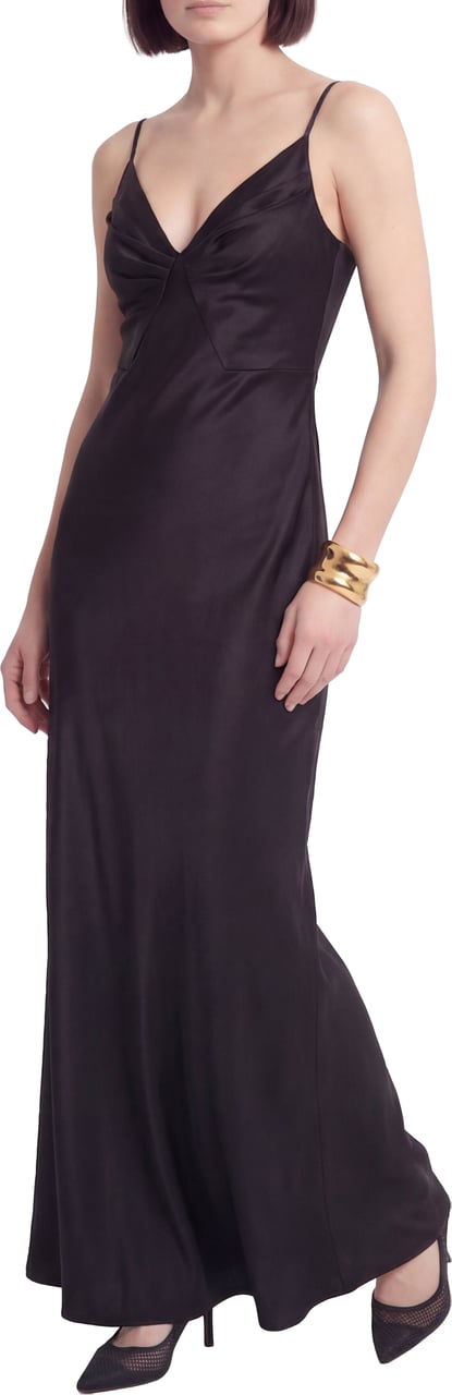 Elisabetta Franchi Satin maxi dress Zwart