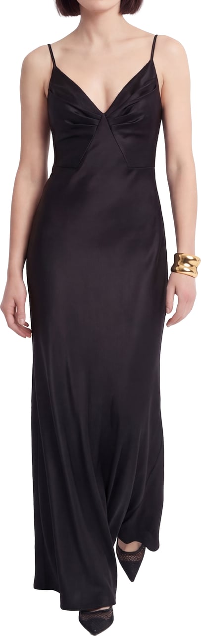 Elisabetta Franchi Satin maxi dress Zwart