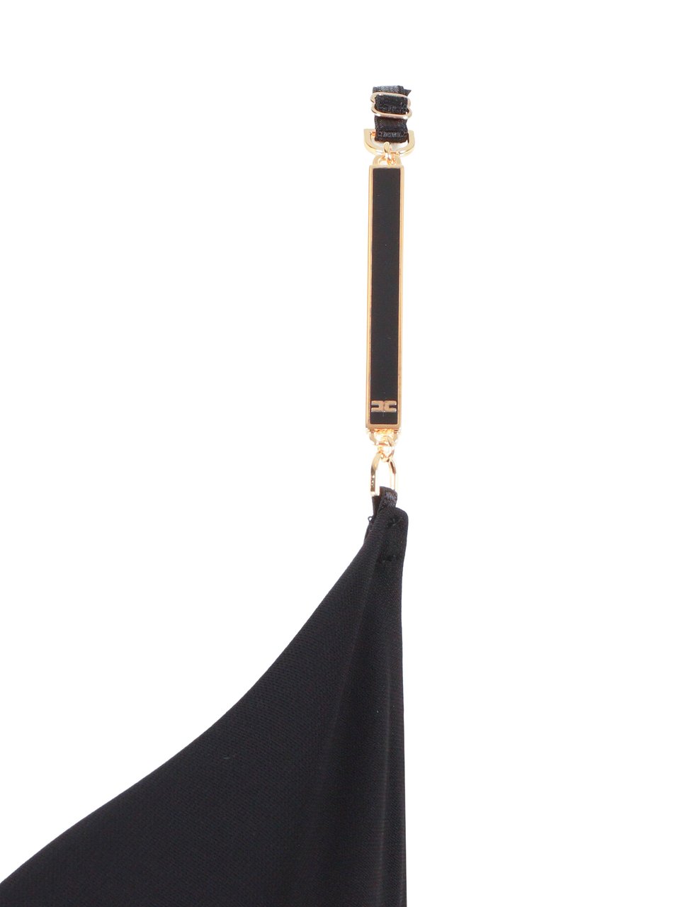 Elisabetta Franchi Black Asymmetrical Gold Maxi Dress Zwart