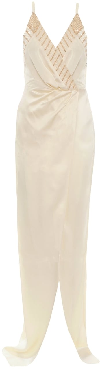 Elisabetta Franchi Satin maxi dress Wit