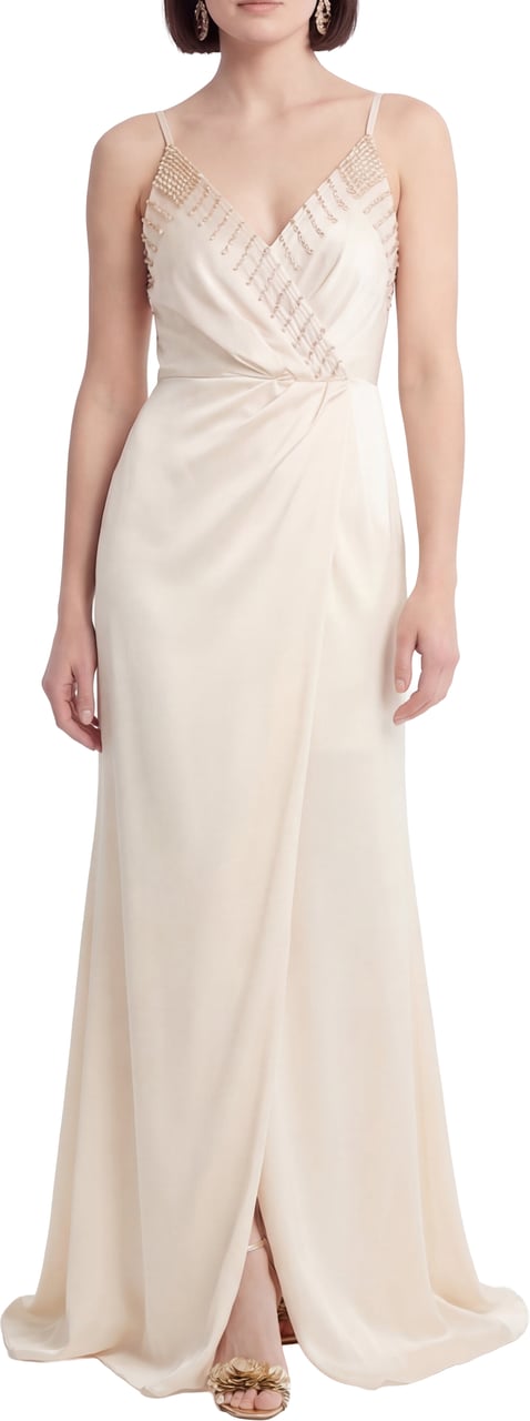 Elisabetta Franchi Satin maxi dress Wit