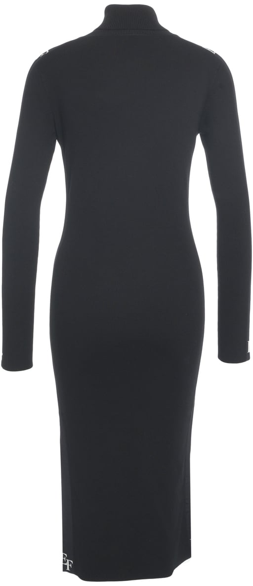 Elisabetta Franchi Abito midi con collo alto Zwart