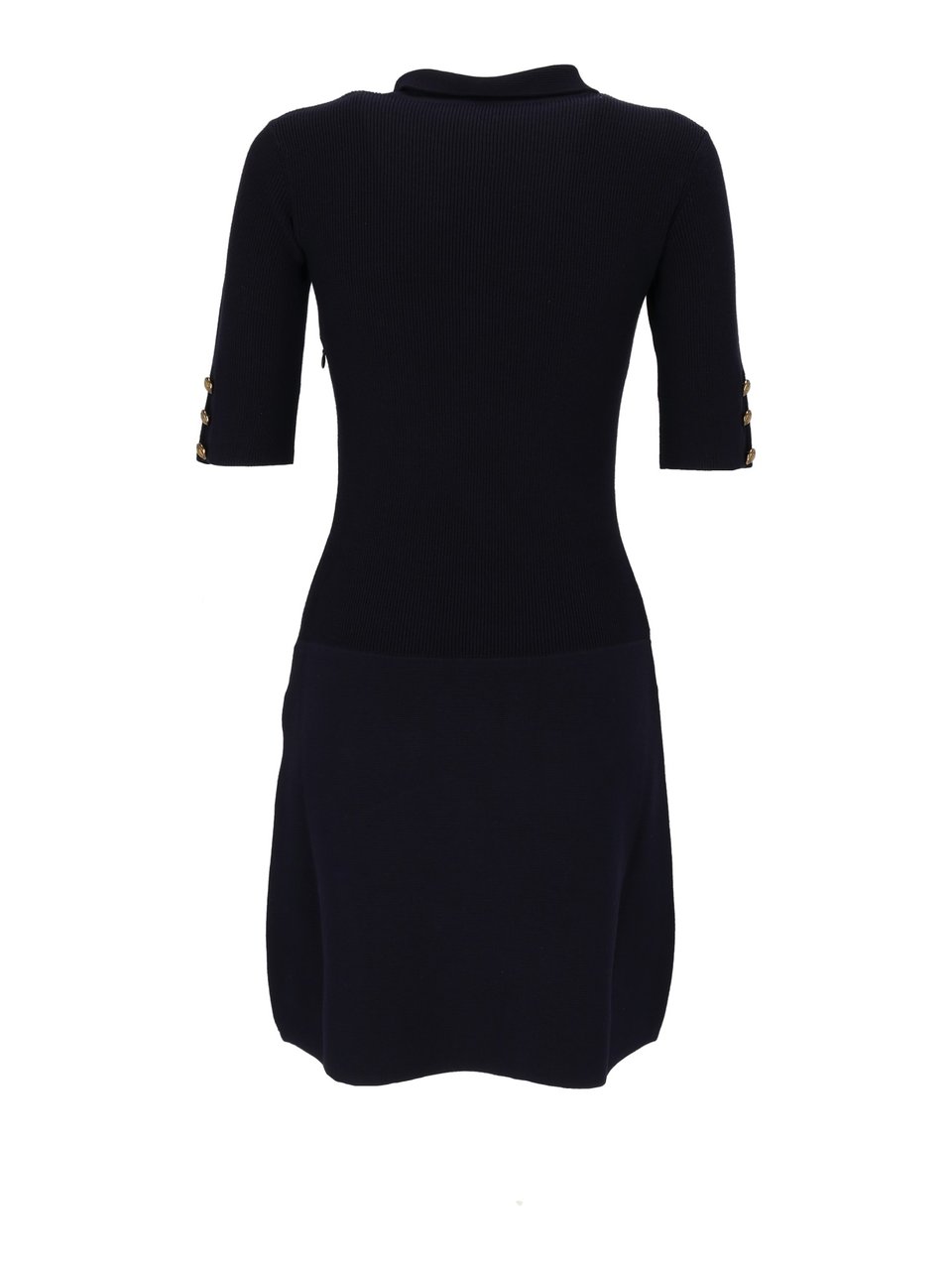 Elisabetta Franchi Fitted Ribbed Knit Mini Dress With Nektie Detail Zwart