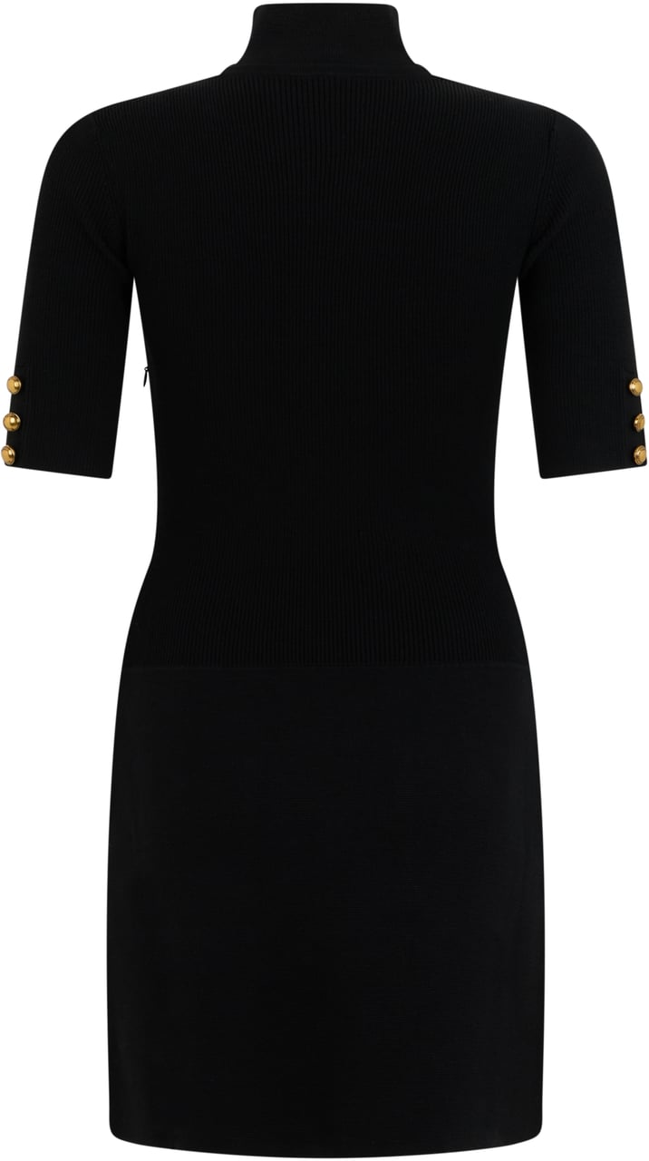 Elisabetta Franchi Mini knitted dress with scarf Zwart