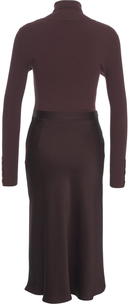 Elisabetta Franchi Midi dress with high neck Paars