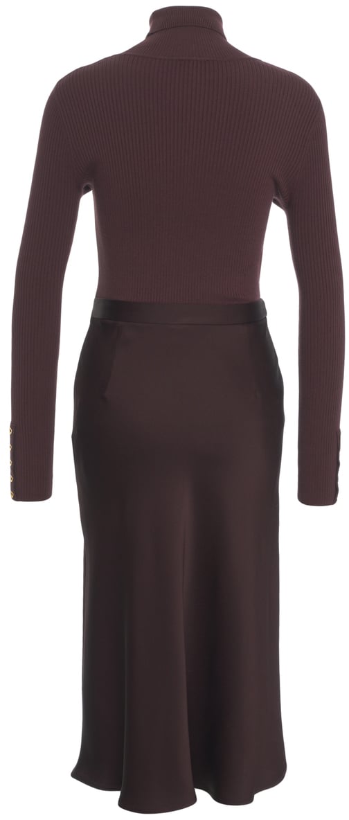 Elisabetta Franchi Midi dress con collo alto Paars