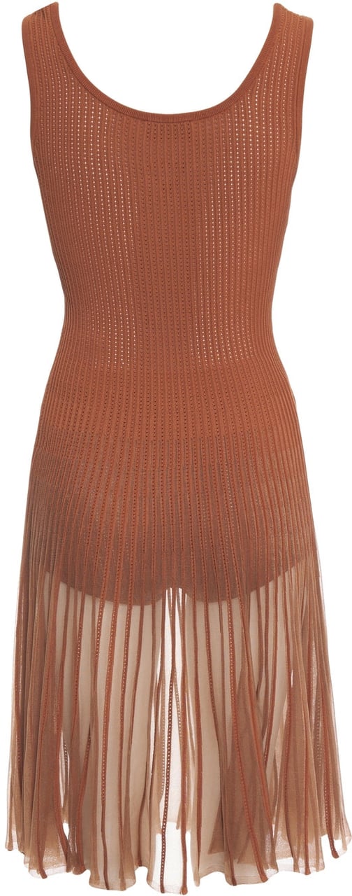 Elisabetta Franchi Openwork knit midi dress Bruin