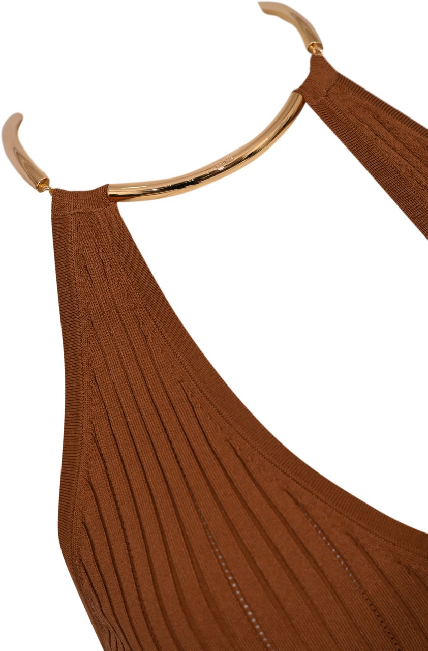 Elisabetta Franchi Dresses Leather Brown Bruin