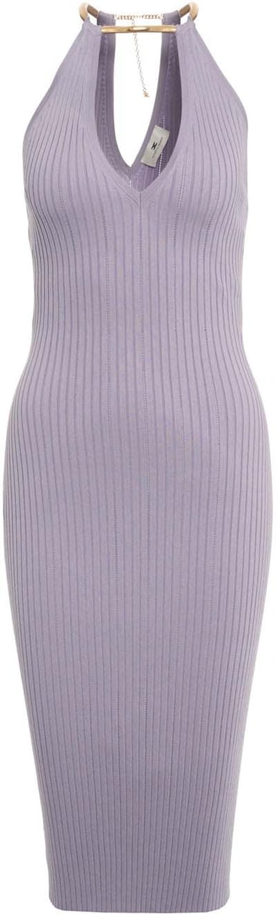 Elisabetta Franchi Knit midi dress with jewel detail Paars