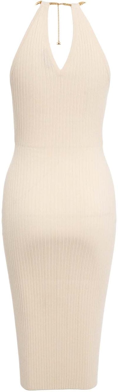 Elisabetta Franchi Knit midi dress with jewel detail Wit