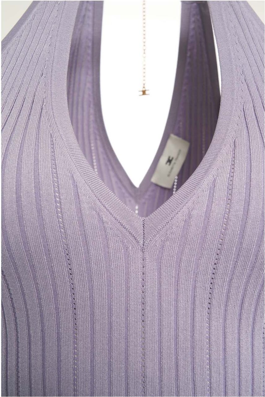 Elisabetta Franchi Knit midi dress with jewel detail Paars