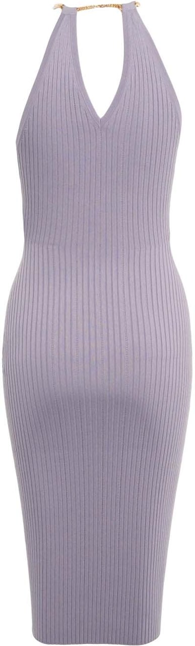 Elisabetta Franchi Knit midi dress with jewel detail Paars