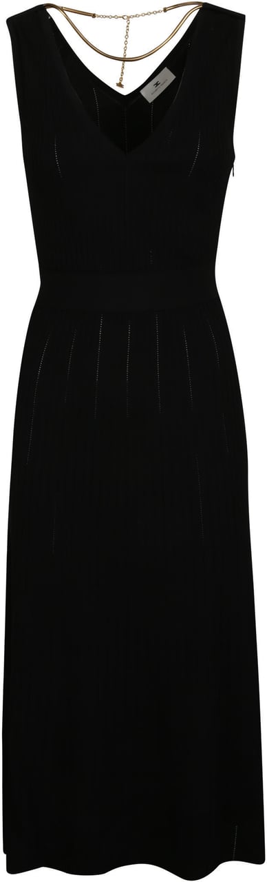 Elisabetta Franchi Sleeveless V-neck Dress Black Zwart