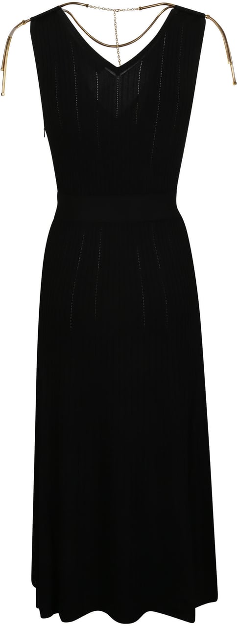 Elisabetta Franchi Sleeveless V-neck Dress Black Zwart