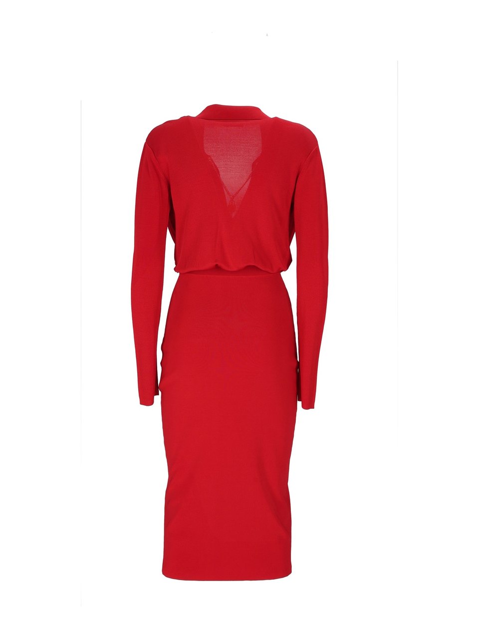Elisabetta Franchi Knee-Length Fitted Dress With Gold Chain Detail Rood