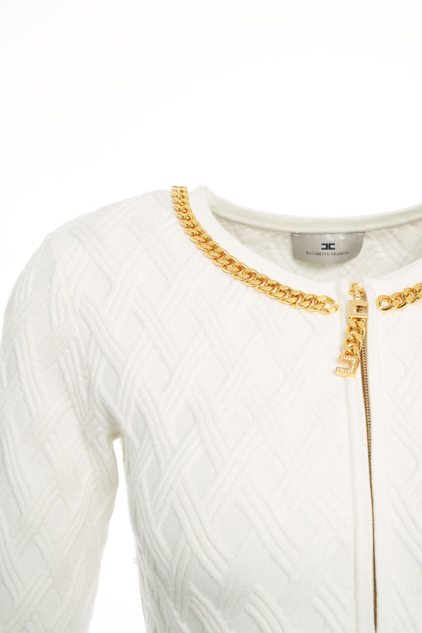Elisabetta Franchi Mini dress with chain details Wit