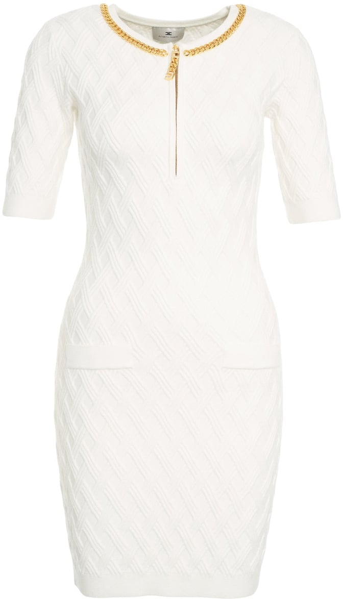 Elisabetta Franchi Mini dress with chain details Wit
