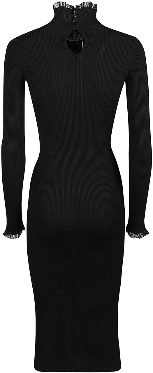 Elisabetta Franchi Long Sleeve Midi Dress Black Zwart