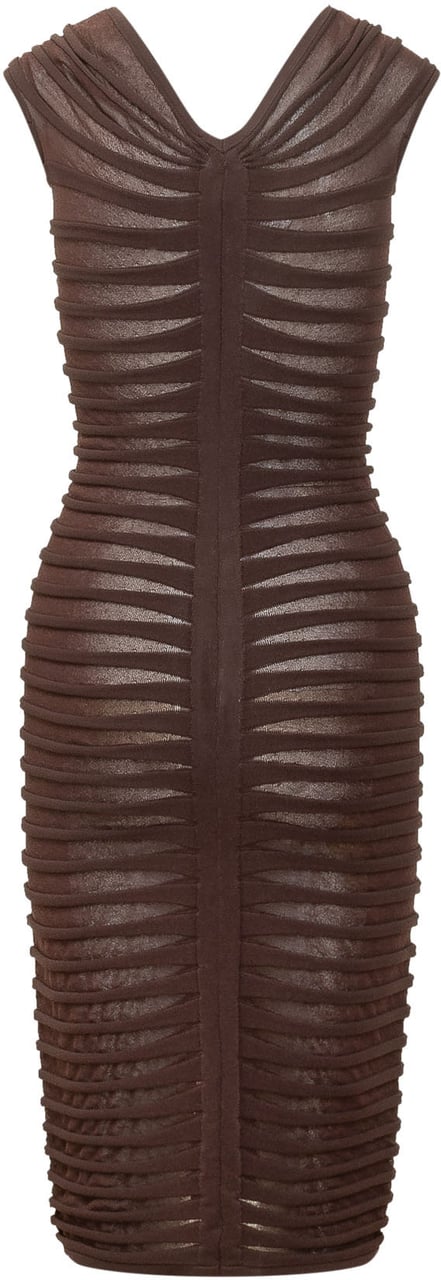 Elisabetta Franchi Abito Midi in Maglia Drappeggiata Bruin