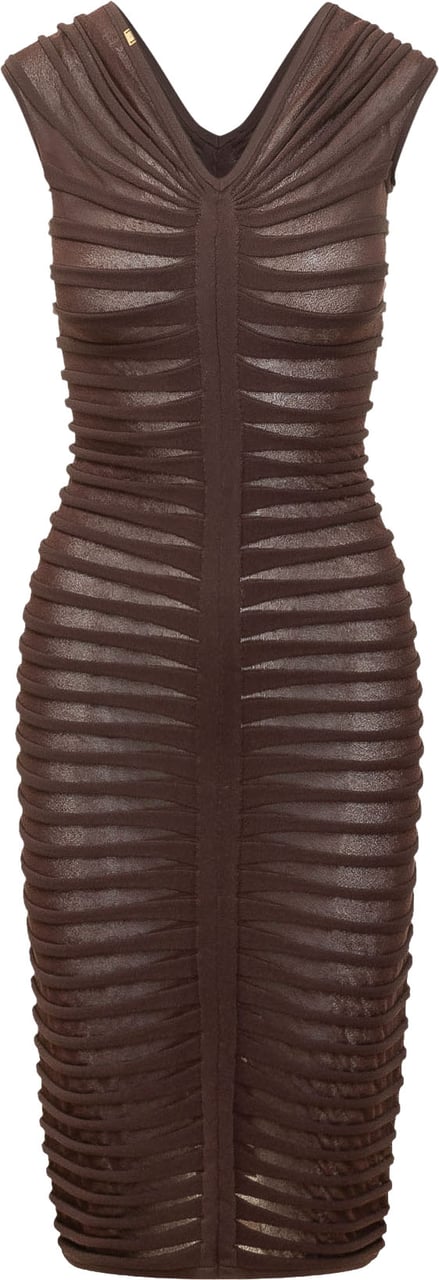 Elisabetta Franchi Abito Midi in Maglia Drappeggiata Bruin
