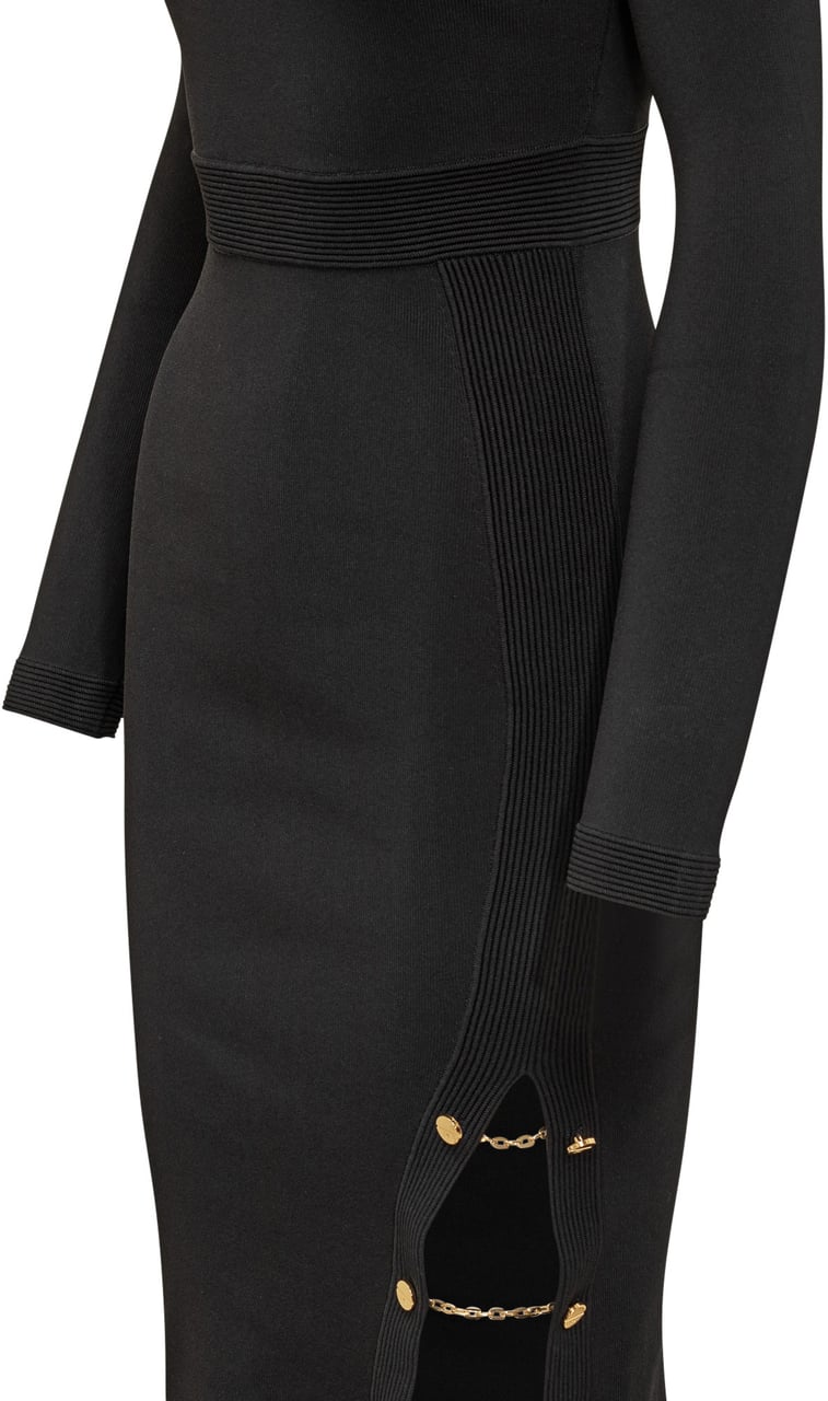 Elisabetta Franchi Elisabetta Franchi Abito Nero con Bottoni Oro Zwart