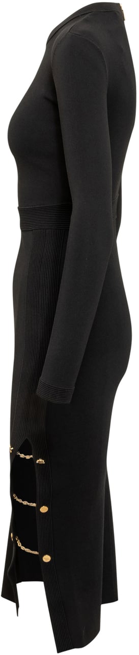 Elisabetta Franchi Elisabetta Franchi Abito Nero con Bottoni Oro Zwart