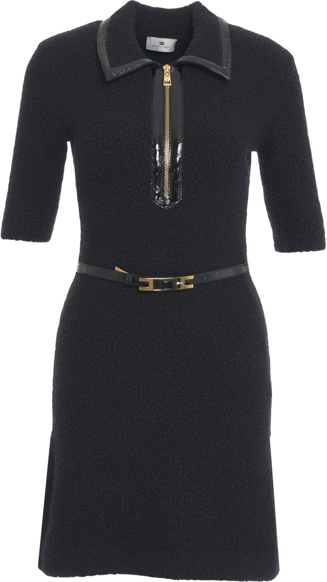 Elisabetta Franchi Bouclé knit dress Zwart