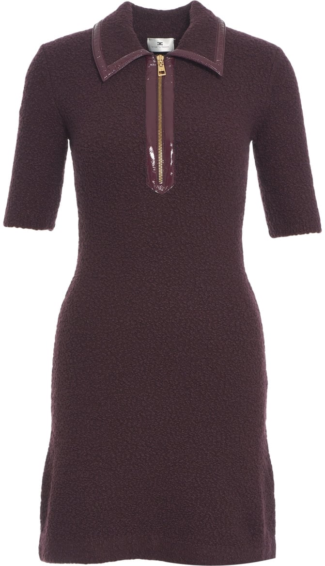 Elisabetta Franchi Bouclé knit dress Paars