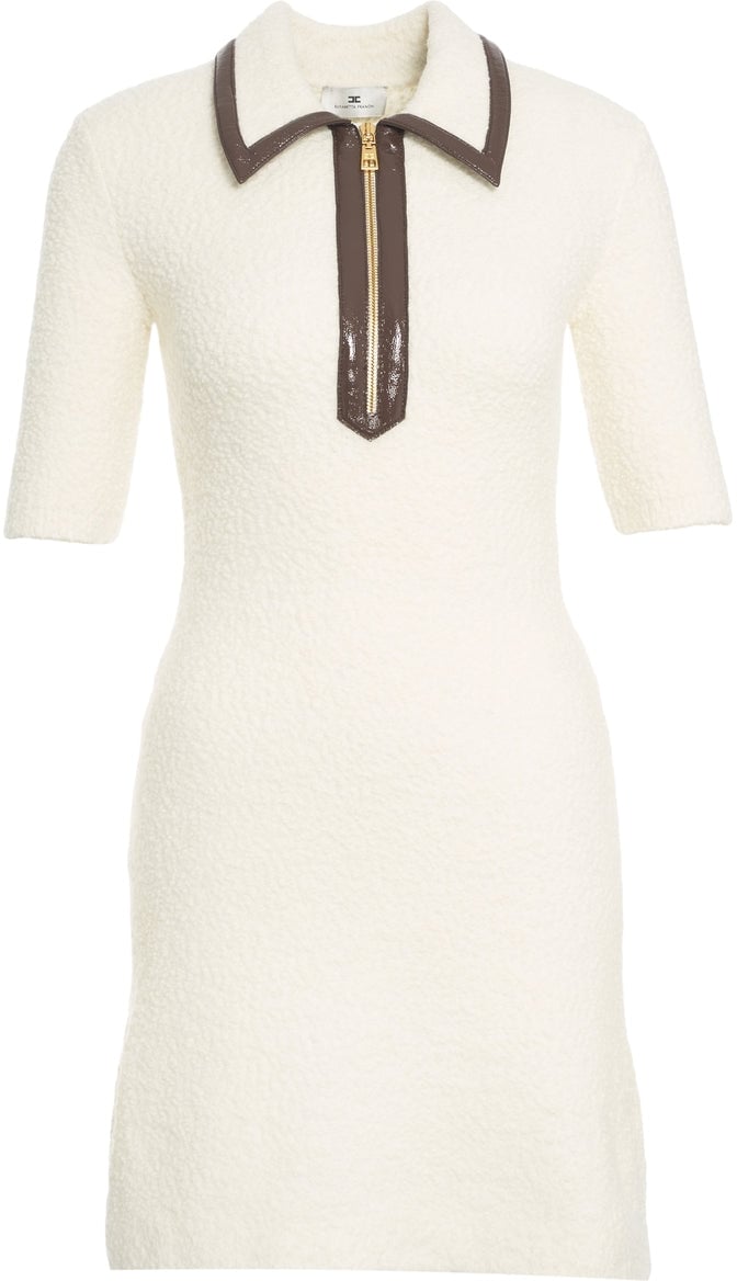 Elisabetta Franchi Bouclé knit dress Wit