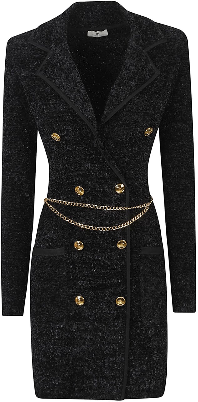 Elisabetta Franchi Belted Dress Black Zwart