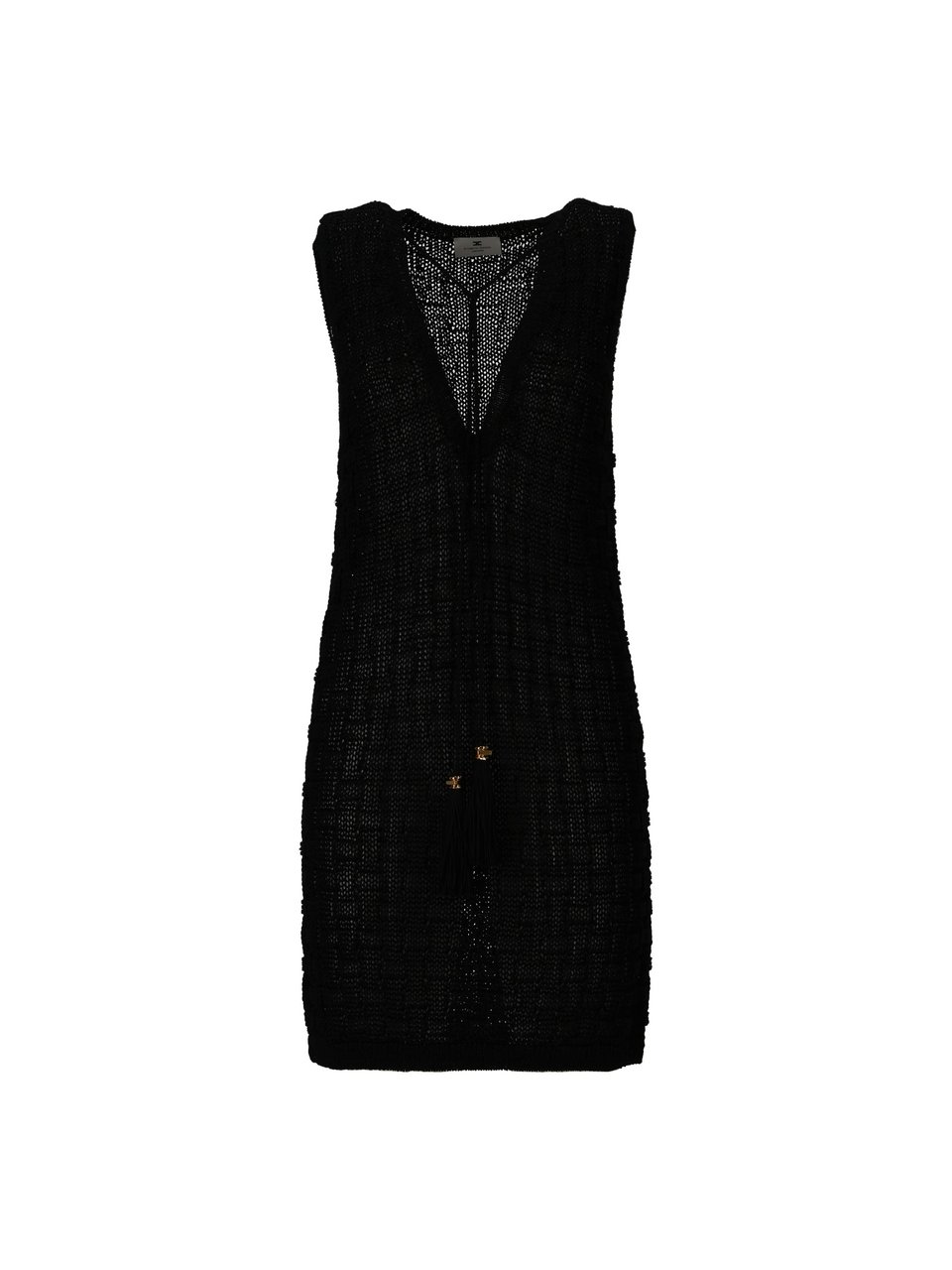 Elisabetta Franchi Sleeveless Open Weave Knit Dress Zwart