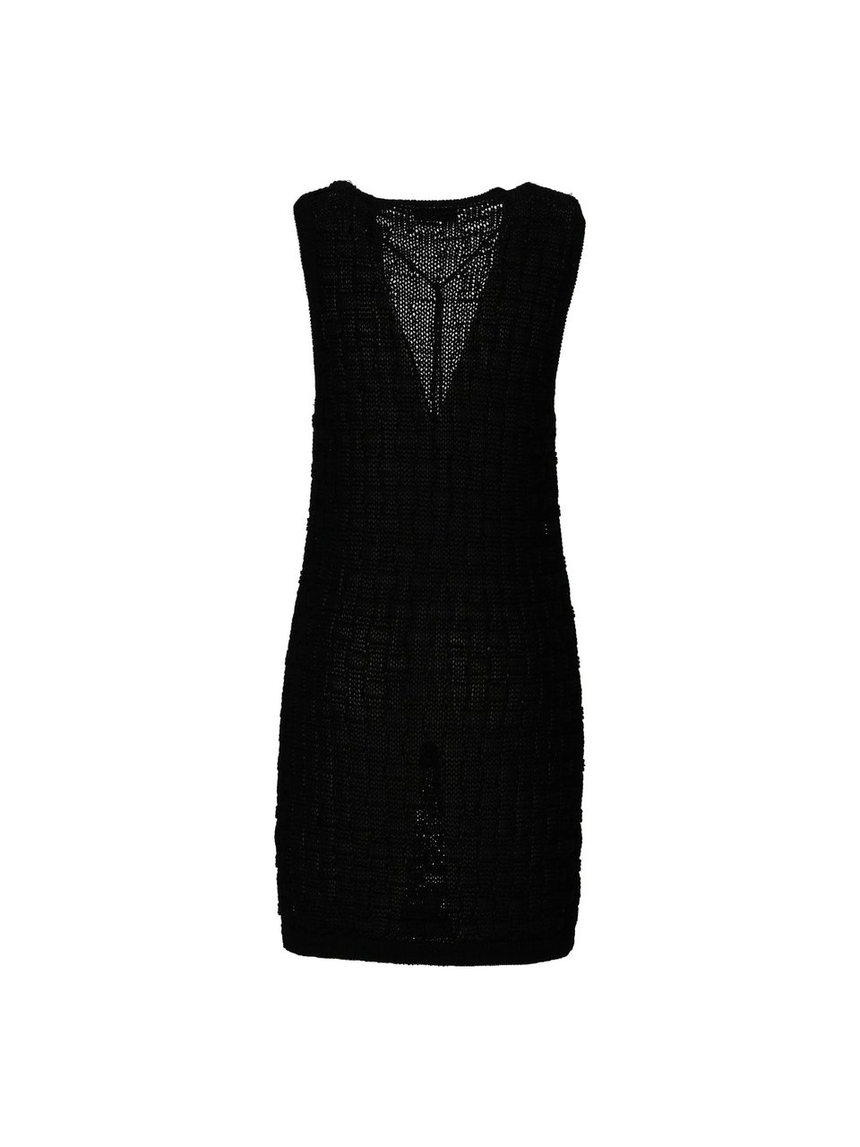 Elisabetta Franchi Sleeveless Open Weave Knit Dress Zwart