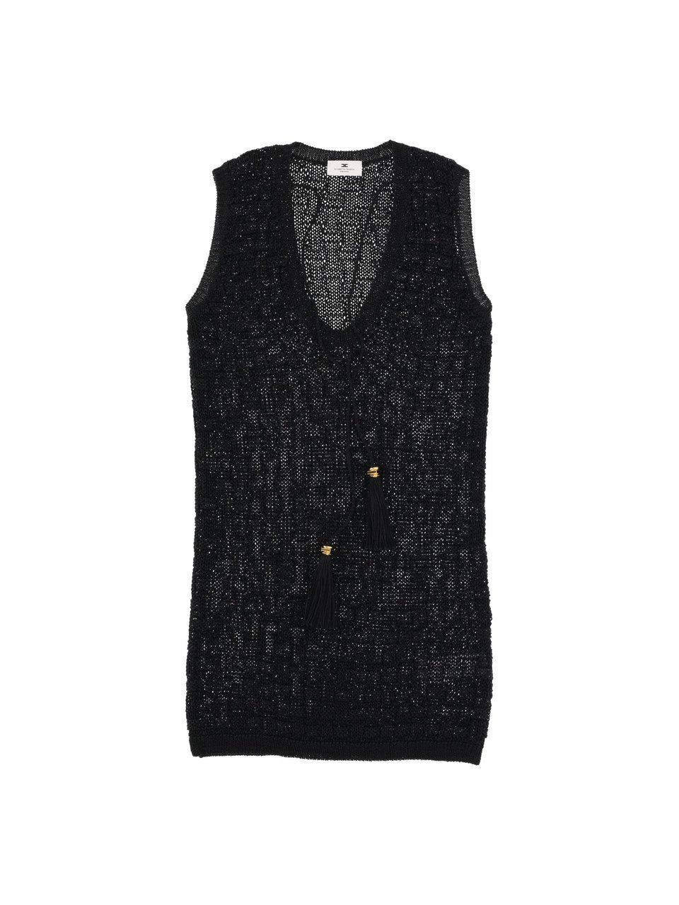 Elisabetta Franchi Sleeveless Open Weave Knit Dress Zwart