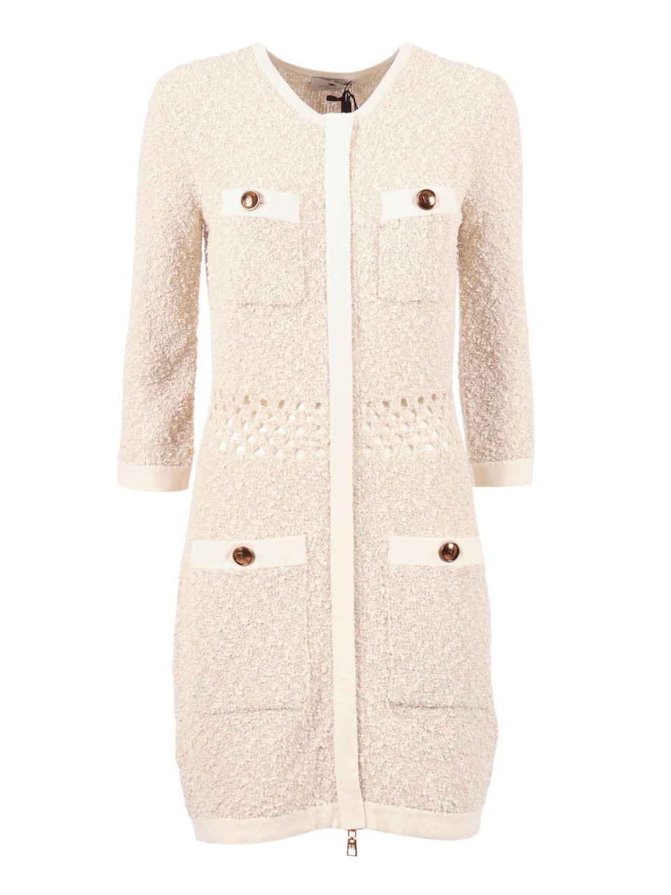 Elisabetta Franchi Textured Metallic Sheen Mini Dress Neutraal