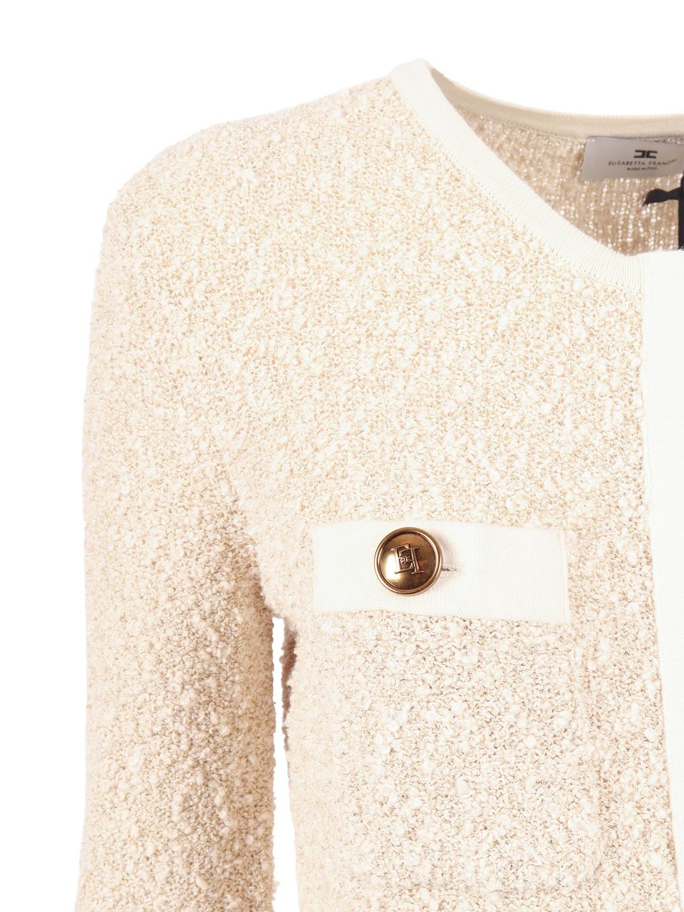 Elisabetta Franchi Textured Metallic Sheen Mini Dress Neutraal