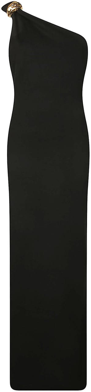 Elisabetta Franchi Red Carpet One Shoulder Long Dress Black Zwart