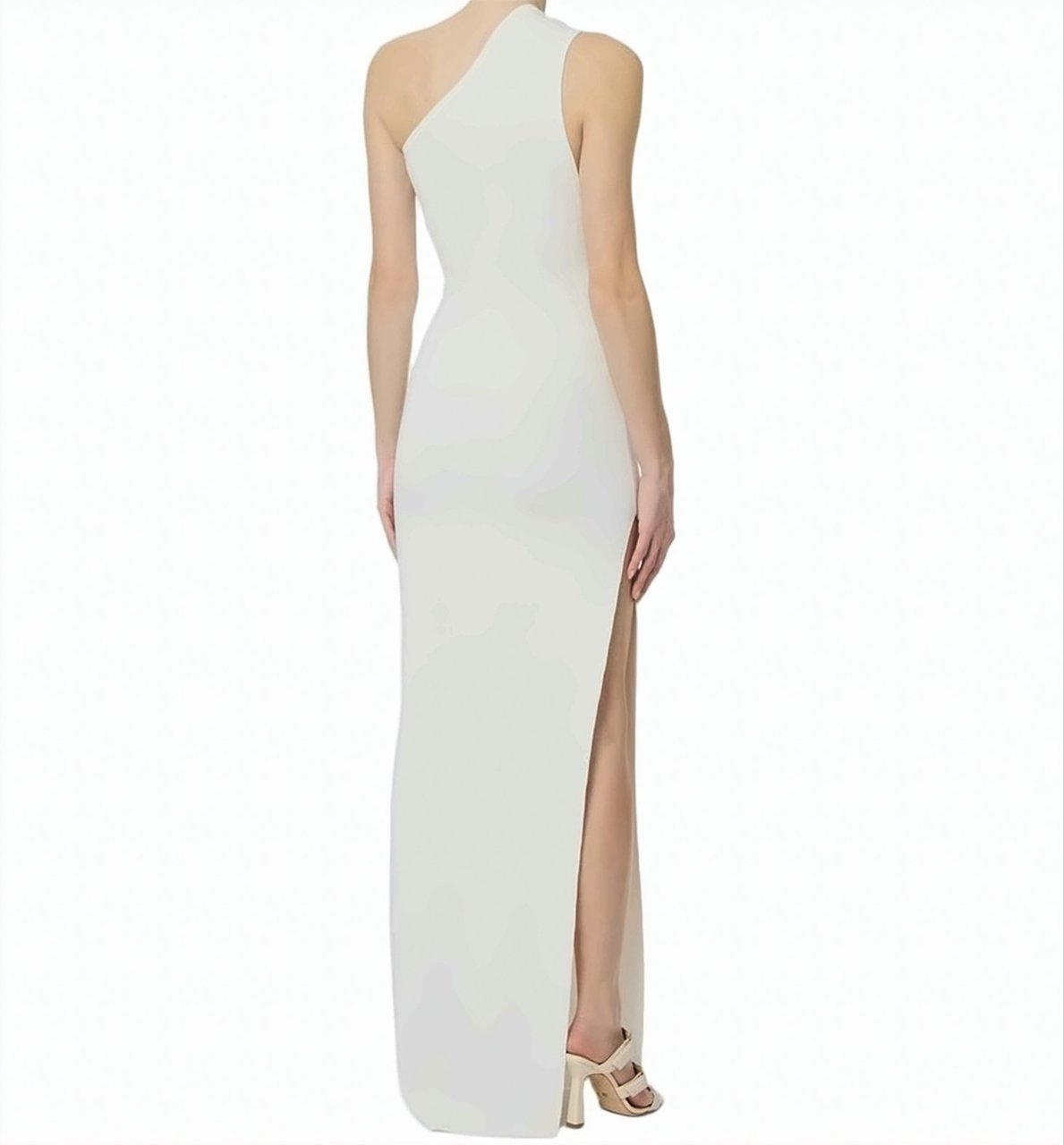 Elisabetta Franchi Red Carpet One Shoulder Knit Dress Wit