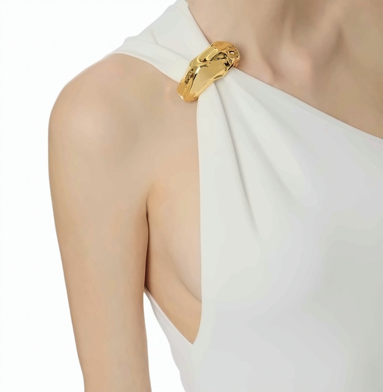 Elisabetta Franchi Red Carpet One Shoulder Knit Dress Wit