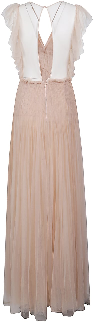 Elisabetta Franchi Long Dress Nude Beige