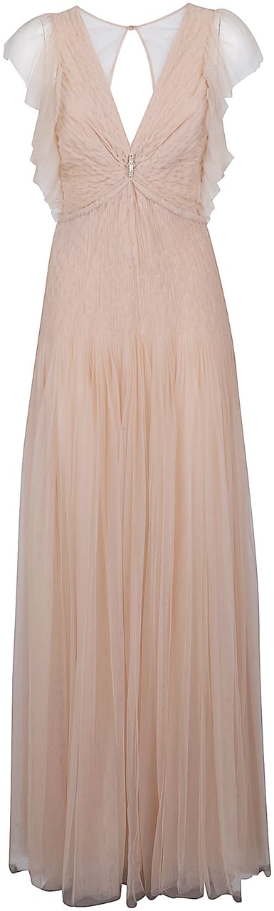 Elisabetta Franchi Long Dress Nude Beige