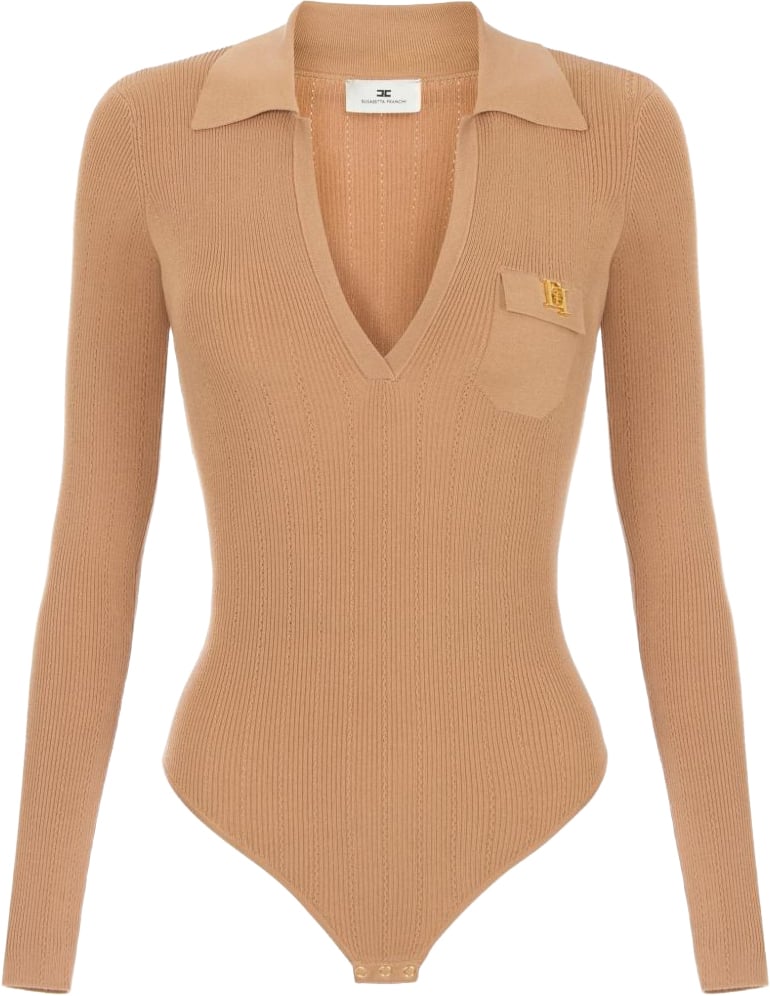 Elisabetta Franchi Top Pelle Beige