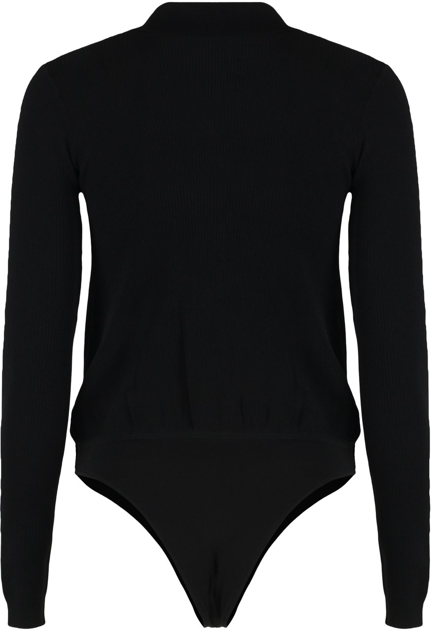 Elisabetta Franchi Body in viscose and silk knit with chain Zwart