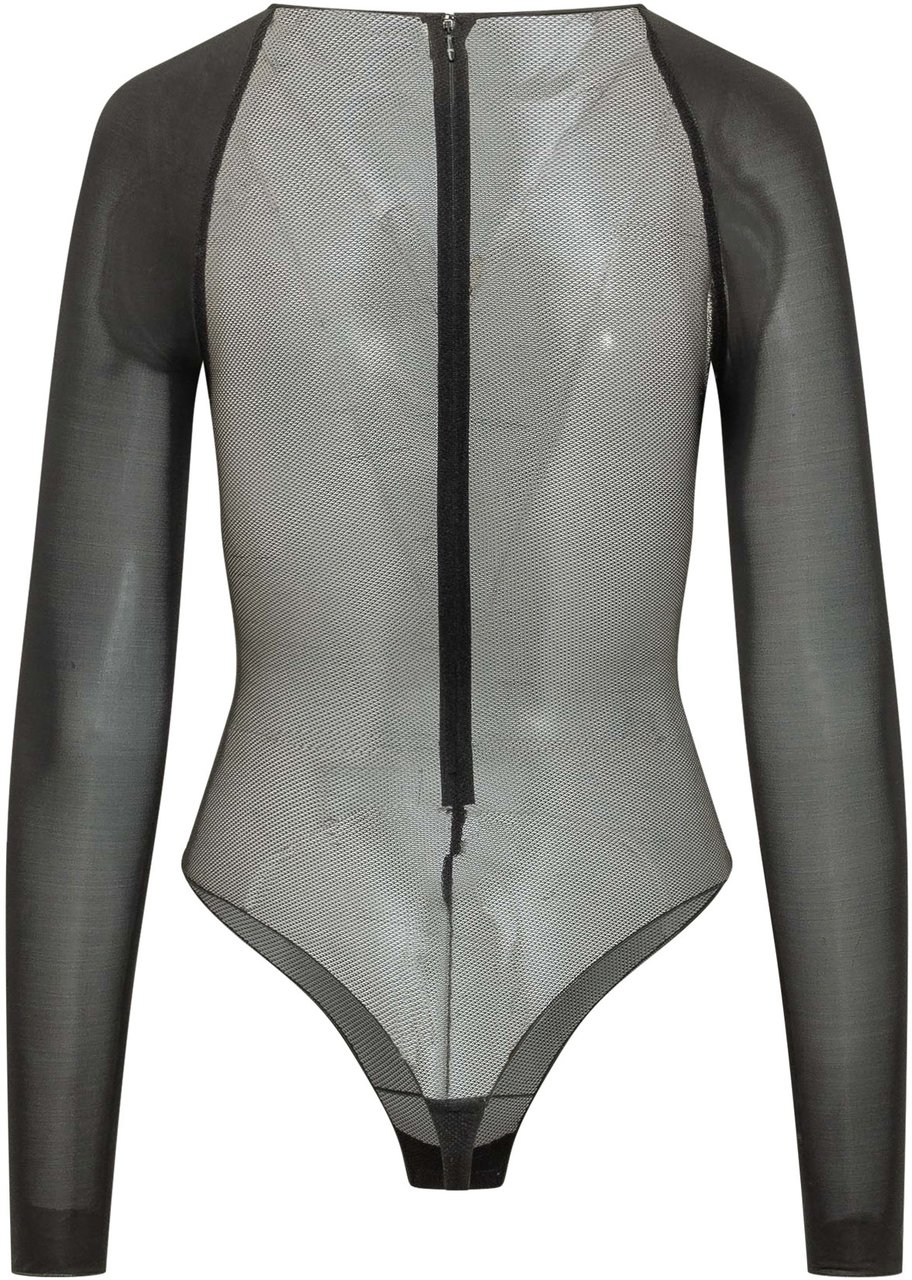 Elisabetta Franchi Body Ricamato Manica Lunga Zwart