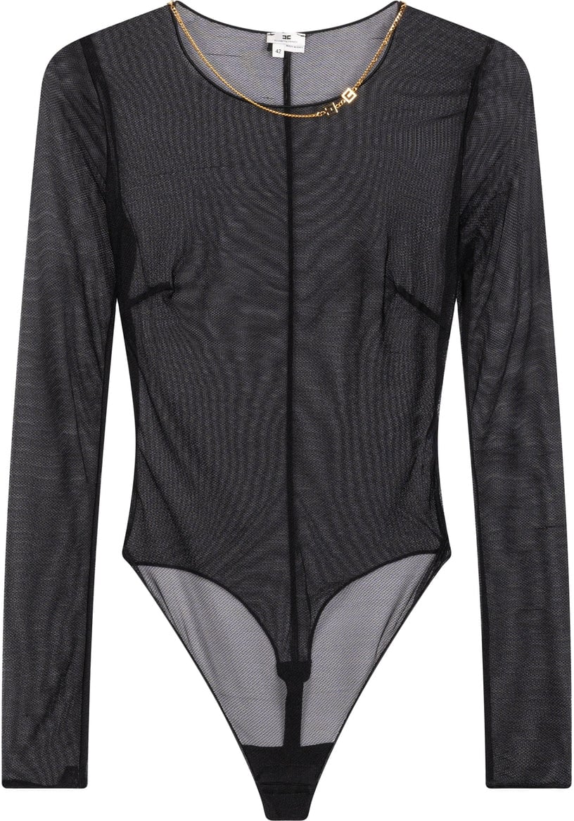 Elisabetta Franchi Knit bodysuit with chain detail Zwart