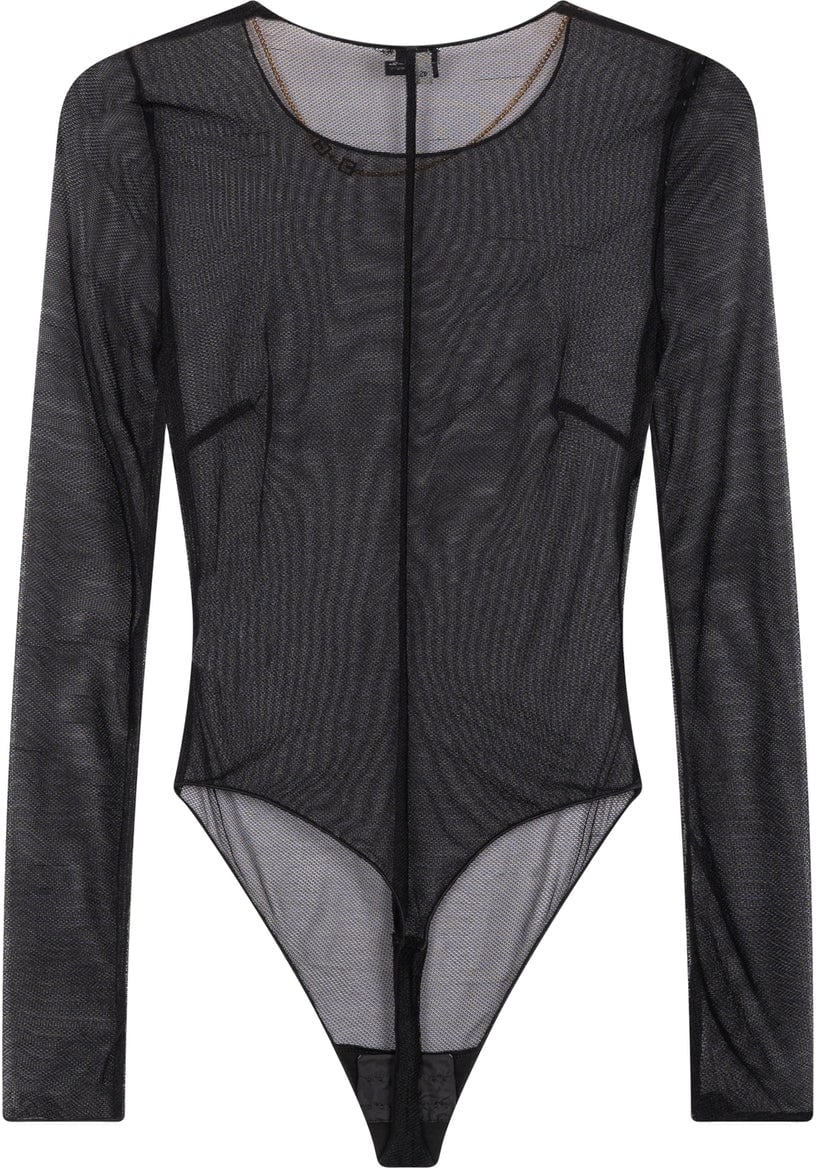 Elisabetta Franchi Knit bodysuit with chain detail Zwart